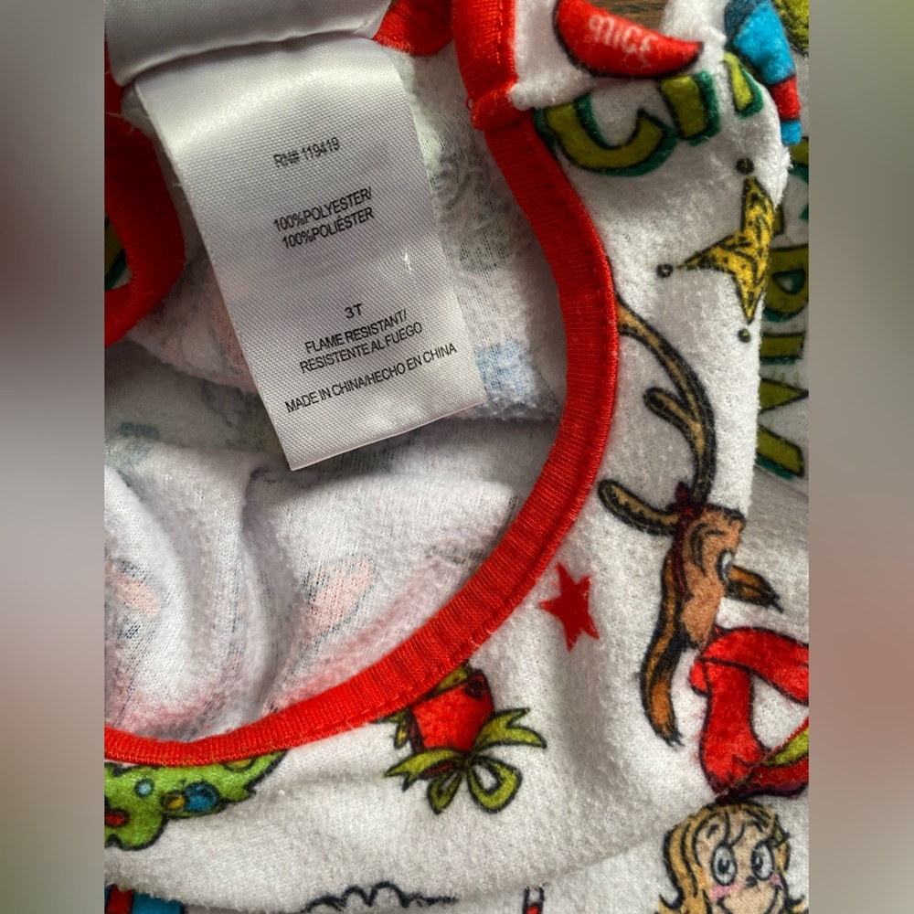 3T pajama dress nightgown PJs Rudolph reindeer Grinch Christmas 2pc Toddler girl - Picture 14 of 16
